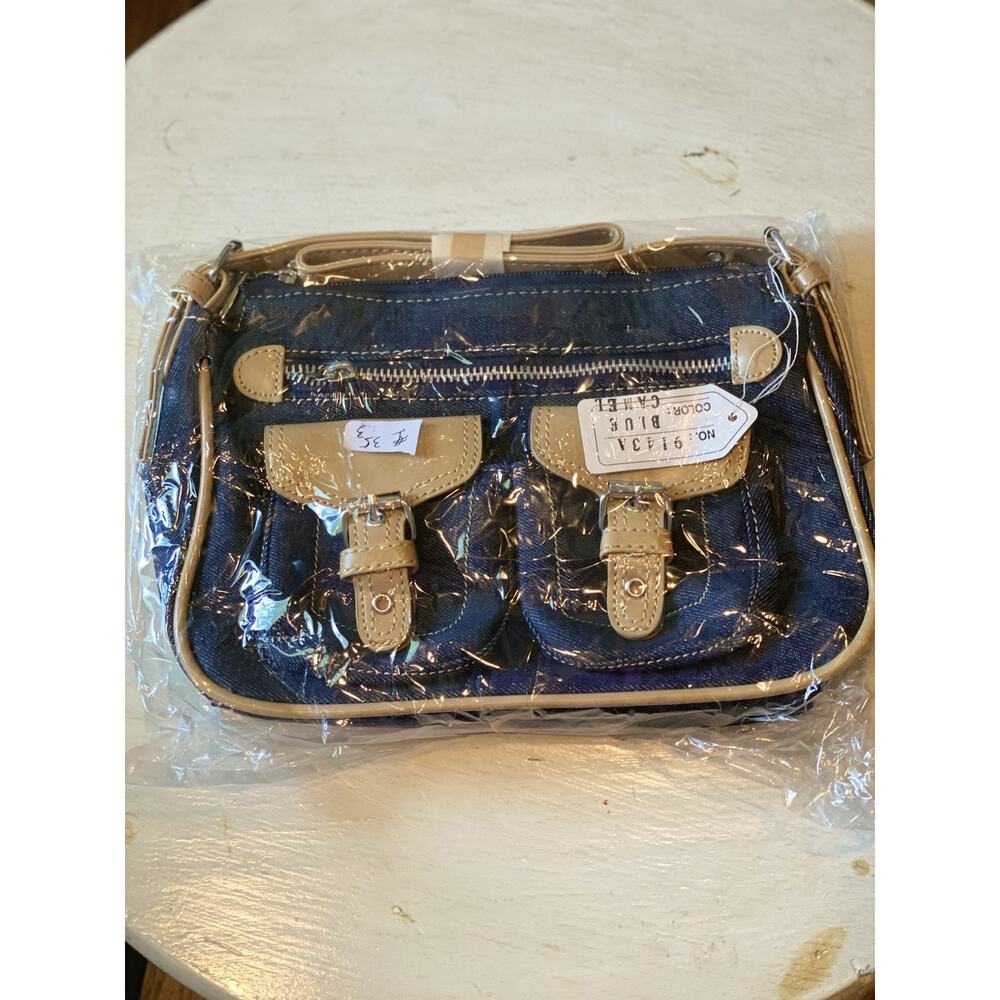 Womens NWT‎ Denim And Tan Crossbody